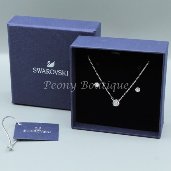 Swarovski 5113468 Angelic earrings necklace jewelry fashion set round dainty - Picture 4 of 14